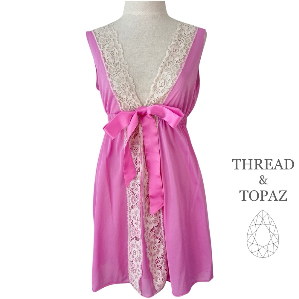 Gossard Artemis Vintage 60s Pink Nylon & Lace Negligee Small